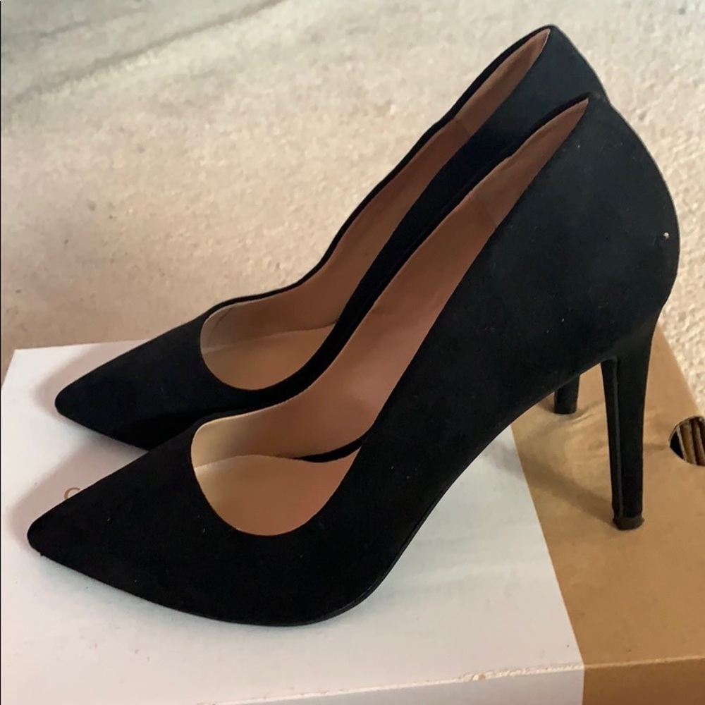 Black heels, Call It Spring, suede.